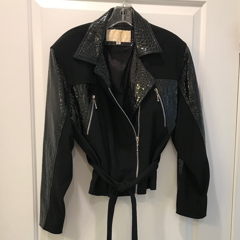 Vintage TWINS Classic Black Leather Jacket Size Medium